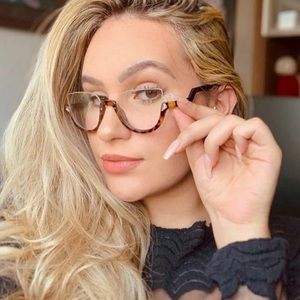 Fenchi Retro Blue Light Blocking Diamond Cat Eye Tortoise Shell Glasses